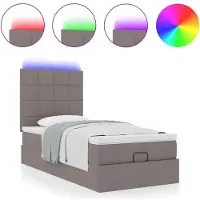 vidaXL Ottoman-lit avec matelas & LED Taupe 100x200 cm Tissu