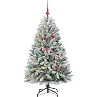 vidaXL Sapin de Noël artificiel Vert et blanc 150 cm PVC et métal