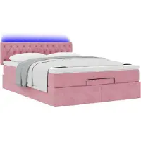 vidaXL Cadre de lit ottoman avec matelas rose 140x200 cm velours