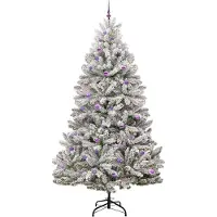 vidaXL Sapin de Noël artificiel Vert et blanc 270 cm PVC et métal