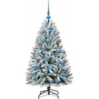 vidaXL Sapin de Noël artificiel Vert et blanc 120 cm PVC et métal