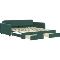 vidaXL Lit de jour extensible avec tiroirs vert foncé 100x200 cm velours