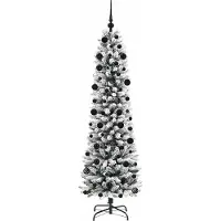 vidaXL Sapin de Noël artificiel Blanc 210 cm PVC, métal et plastique