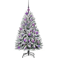 vidaXL Sapin de Noël artificiel Vert et blanc 120 cm PVC et métal