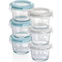 OEM Boîtes de conservation – Mini-boîtes en verre 6 x 160 ml, rondes, hermétiques avec couvercle à clic, idéales pour les purées pour bébés, les aliments de diversification et les sauces