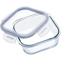 Kadax Set de récipients alimentaires, couvercle en verre, boîte carrée, 3 pièces