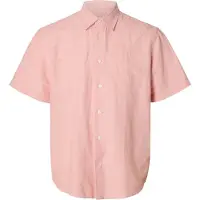 Selected Regclaus Clay Linen Short Sleeve Shirt Rose S Homme