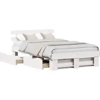 vidaXL Cadre de lit avec tête de lit Blanc 120 x 190 cm Pin massif