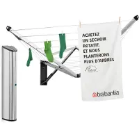 Brabantia séchoir mural WallFix 24 mètres avec boîte de protection