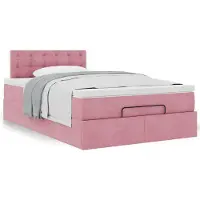 vidaXL Ottoman-lit avec matelas rose 120x200 cm velours