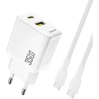 Dudao Chargeur secteur A27Maxceu Pd Qc 35W Usb-A Usb-C avec câble Usb-C - Blanc