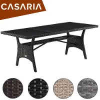 Casaria Table en résine tressée de jardin Takeo grise 190x90x74cm WPC