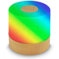 B.K.Licht Mini lampe de table LED RGBW sans fil IP44, tactile, sans fil, batterie, protection contre les éclaboussures, mini, couleur bois, Ø7 x 7 cm