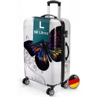 Deuba MONZANA Set de 4x Valises avec Vanity Case - Blanc Motif Papillon