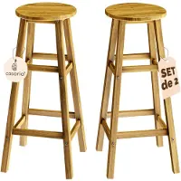 Casaria 2x Tabouret de bar en bois rond 76x34x34cm