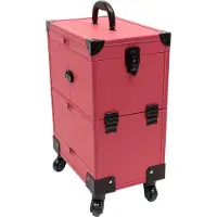 StarTech.com Valise professionnelle pour maquillage et cosmétiques - Trolley à roulettes - 7 compartiments - CuirPolyuréthane- Charge maximale 50 kg - Rose