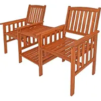 Casaria Banc de jardin 2 places bois d'acacia avec table support et accoudoirs jardin