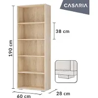 Casaria Étagère bibliothèque Vela 190x28x60cm chêne