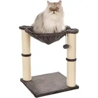 Amazon Basics Arbre à chat avec maison Hamac, lit et griffoir, 41 x 51 x 41 cm, gris