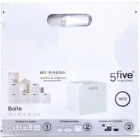 5 Five Boîte de rangement blanche en MDF 31cm x 31cm x 31cm