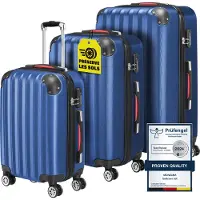 Monzana Set de 3 valises renforcées Bleu - M L XL