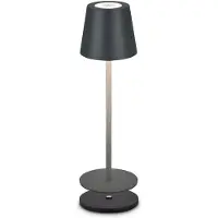 B.K.Licht Lampe de table LED sans fil IP44, à intensité variable, tactile, sans fil, protection contre les éclaboussures, anthracite, Ø12 x 36 cm