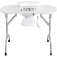StarTech.com Table de manucure - Table de manucure pliable - Avec aspirateur à poussière pour ongles 220 V 5,5 W - Plateau rectangulaire en MDF - Prise UE - Pour salon de manucure - Blanc