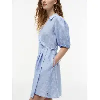 Tommy Hilfiger Summer Linen Wrap Tie Short Sleeve Short Dress Bleu 42 Femme