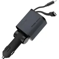 Mobile Origin Chargeur de voiture 4-en-1 50 W Ca28 - USB-C + USB-A, avec câbles USB-C et Lightning