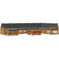 vidaXL Ensemble de salon de jardin 9 pièces, couleurs : naturel et anthracite