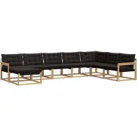 vidaXL Ensemble de salon de jardin 8 pièces, blanc et noir, en bois d'acacia massif