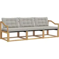 vidaXL Ensemble de canapés d'extérieur avec coussins, 3 pièces, blanc et gris clair