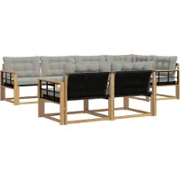 vidaXL Ensemble de canapés d'extérieur avec coussins, 7 pièces, blanc et gris clair