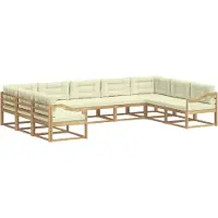 vidaXL Ensemble de salon de jardin 9 pièces, blanc et crème