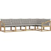 vidaXL Ensemble de canapés d'extérieur avec coussins, 5 pièces, blanc et gris clair