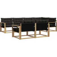 vidaXL Ensemble de canapés d'extérieur avec coussins, 7 pièces, blanc et noir