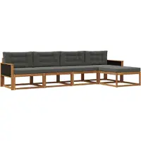 vidaXL Ensemble de canapés d'extérieur , 5 pièces, couleur nature et anthracite