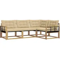 vidaXL Ensemble de salon de jardin 4 pièces, blanc et beige