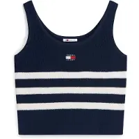 Tommy Hilfiger Tops en tricot 'Tommy Badge Stripe Tank' bleu marine / blanc