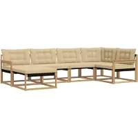 vidaXL Ensemble de canapés d'extérieur avec coussins, 6 pièces, blanc et beige