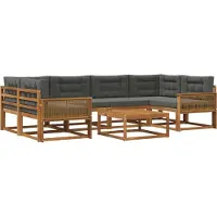 vidaXL Ensemble de canapés d'extérieur avec coussins 7 pièces Nature et Anthracite