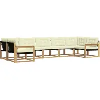 vidaXL Ensemble de canapés d'extérieur avec coussins, 7 pièces, blanc et crème