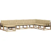vidaXL Ensemble de salon de jardin 8 pièces, blanc et beige, en bois d'acacia massif
