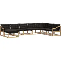 vidaXL Ensemble de salon de jardin 8 pièces, blanc et noir, en bois d'acacia massif