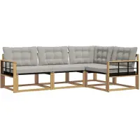 vidaXL Ensemble de salon de jardin 4 pièces, blanc et gris clair