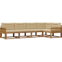 vidaXL Ensemble de canapés d'extérieur avec coussins 5 pièces Nature et Beige