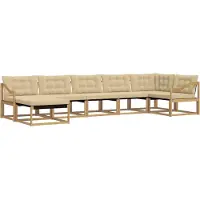vidaXL Ensemble de canapés d'extérieur avec coussins, 7 pièces, blanc et beige