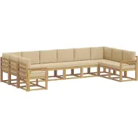 vidaXL Ensemble de salon de jardin 10 pièces, blanc et beige