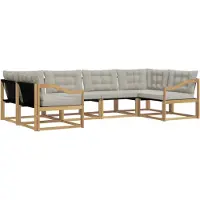 vidaXL Ensemble de canapés d'extérieur avec coussins, 6 pièces, blanc et gris clair