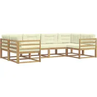 vidaXL Ensemble de canapés d'extérieur avec coussins, 6 pièces, blanc et crème